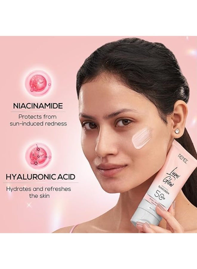 رينيه واقي الشمس رينيه لومي جلو المضيء مع عامل حماية SPF 50 | خفيف الوزن وغير لزج | لا يترك أثرًا أبيض | يحمي من أشعة UVA و UVB | يمنح بشرة متألقة - 50 جرام - Image 4